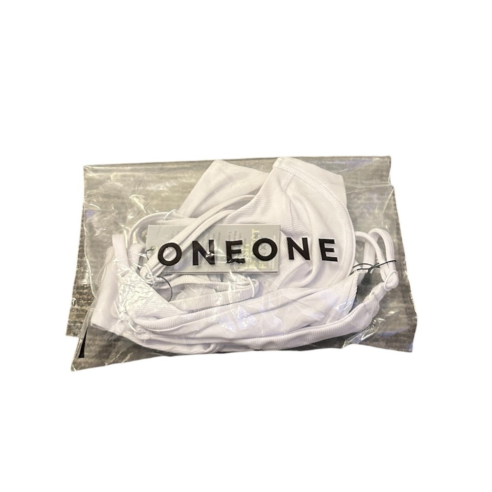 NWT OneOne Swimwear White Bikini SET Ribbed Lupita Alli NEW Ivory Bra Top Bottom - Picture 8 of 8